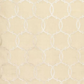 Sample - Schumacher Silk Tracery Fabric in Alabaster For Sale