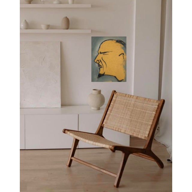 Mid-Century George Grosz Follower Tempera Portrait, Framed For Sale - Image 11 of 12