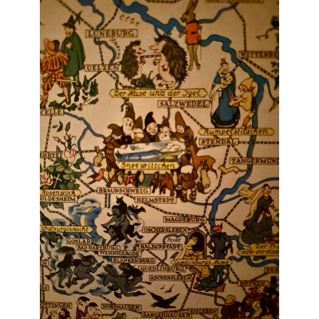 Wood 1950s Vintage Deutschen Bundesbahn Marcheland (Fairytale Land) Map of German Fairy Tale Locations For Sale - Image 7 of 8