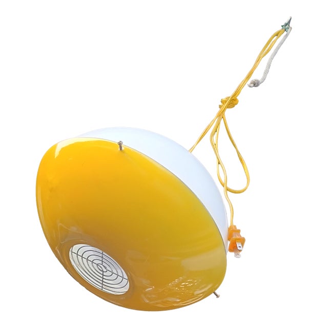 Custom Made 1980'sstyle Yellow and White Pendant Light For Sale