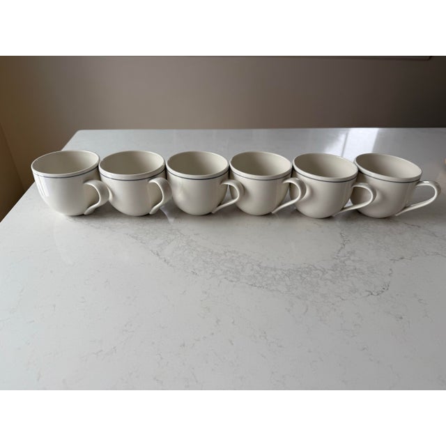 John Julian Simple Porcelain Mugs With Grey Line, Made in England- Set of 6 For Sale - Image 11 of 12