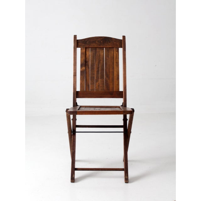 Brown Antique Ioof Odd Fellows Wood Folding Chair For Sale - Image 8 of 17