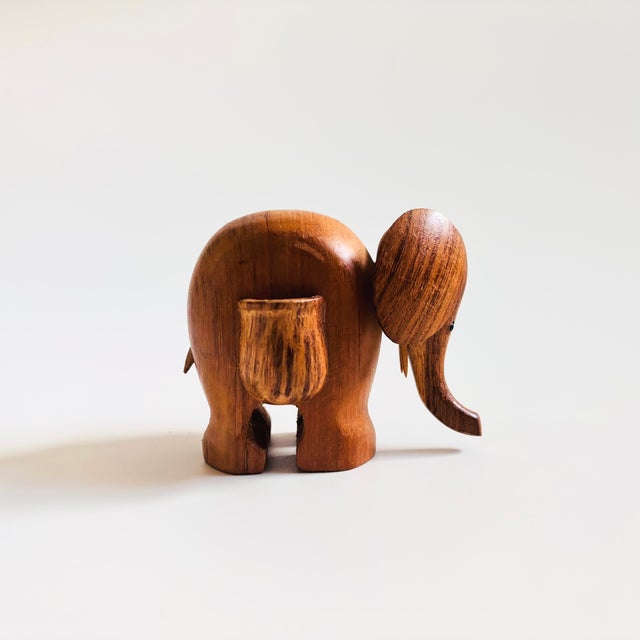 Mid 20th Century Wood Elephant Toothpick Holder For Sale - Image 4 of 10