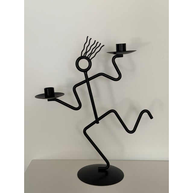Postmodern Memphis Style Figural Candelabra For Sale - Image 4 of 5