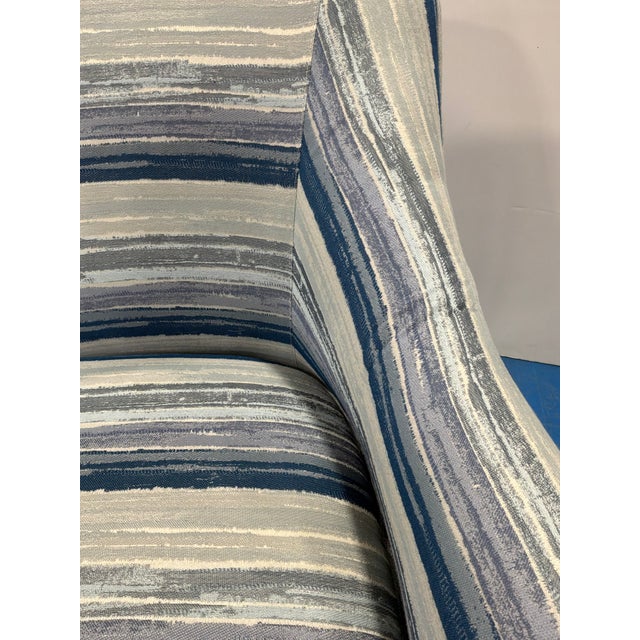 Blue Blue Stripe Chairs With Turned Legs - Pair. For Sale - Image 8 of 8