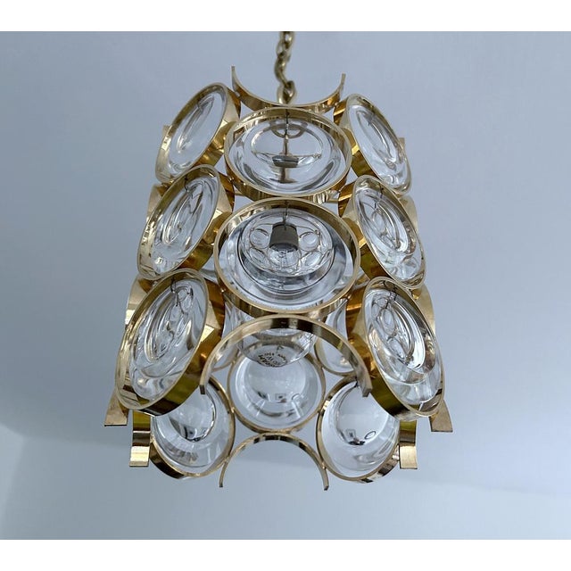 Vintage Gilded Glass Pendant Light from Palwa, 1970s For Sale - Image 4 of 14