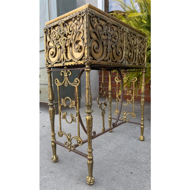 Antique Oscar Bach Gilt Bronze Claw Foot Jardiniere Planter For Sale In Los Angeles - Image 6 of 6
