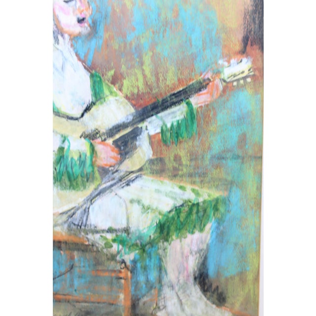 Mid-Century Modern Signed 1951 French Inspired Drawing "The White Headed Girl" For Sale - Image 3 of 8