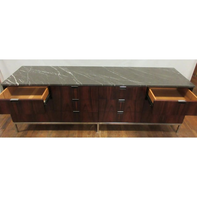 1980s Florence Knoll Marble Top Rosewood Credenza For Sale - Image 5 of 11