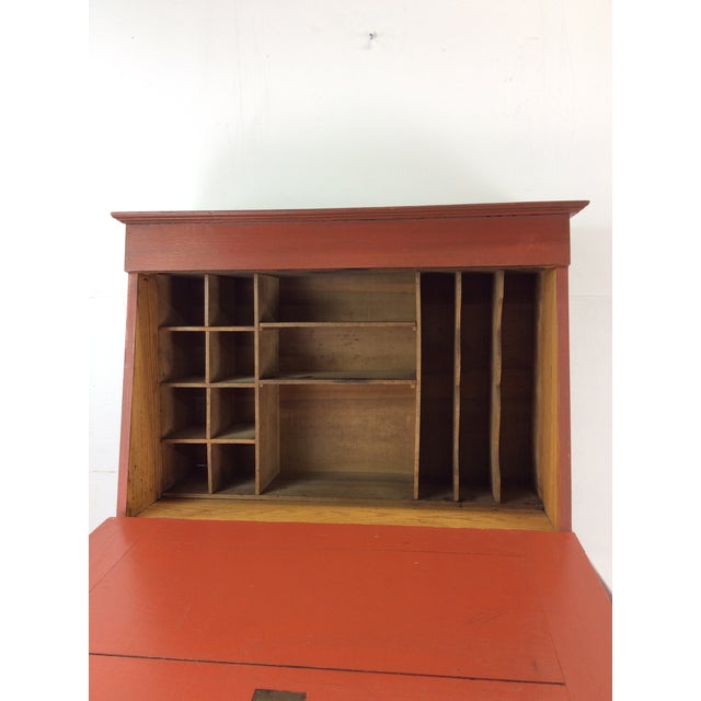 Antique Dropfront Schoolmasters Desk With Single Drawer For Sale - Image 10 of 12