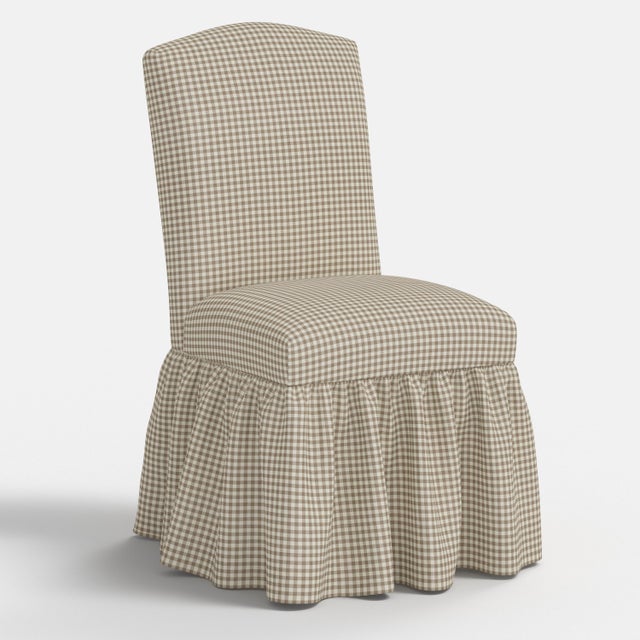 Spritely Home Stoffer Home x Cloth & Company Thelma Ruffle Camel Back Dining Chair in Burlap Mini Gingham For Sale - Image 4 of 7