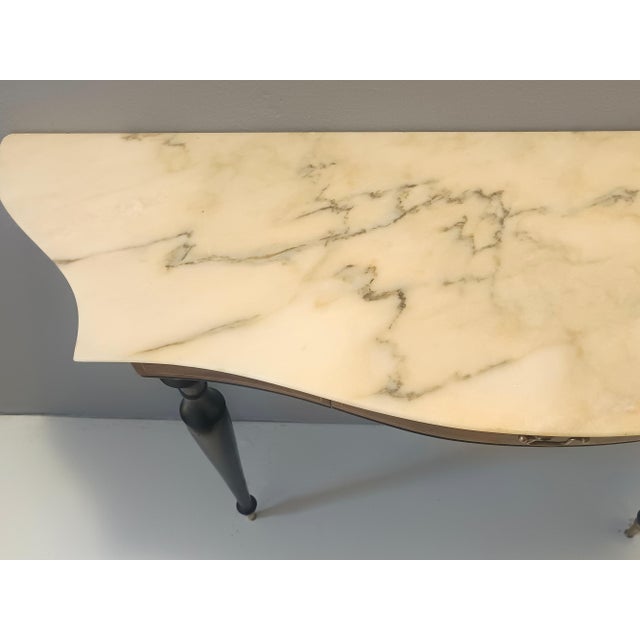 Canaletto Walnut and Beech Console with Marble Top by Paolo Buffa, 1950s For Sale - Image 9 of 16
