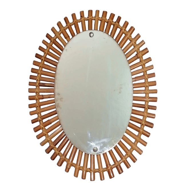 Oval Bamboo Wall Mirror by Olaf Von Bohr for Bonacina, 1960s, in Flawless conditions. Designed 1960 to 1969 This piece is...
