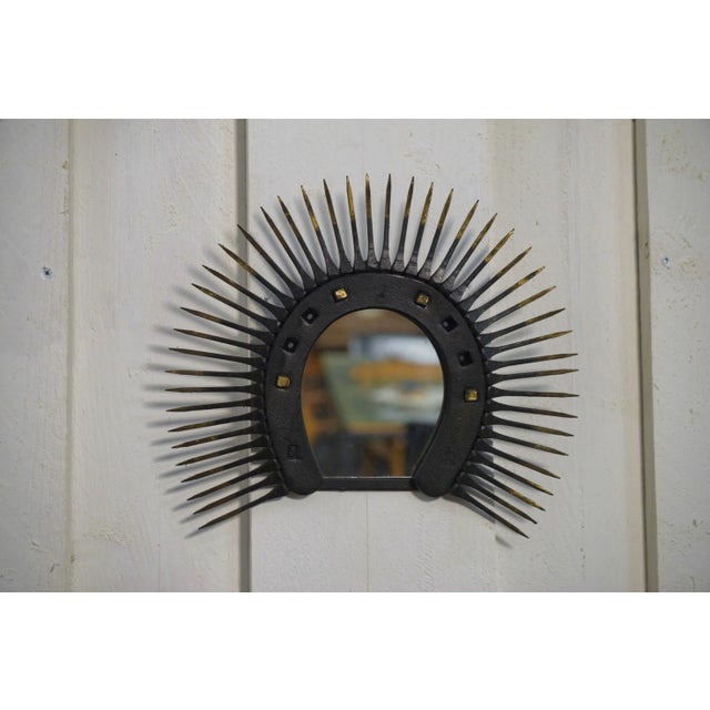 Vintage Brutalist Horseshoe Mirror, 1960s For Sale - Image 4 of 7