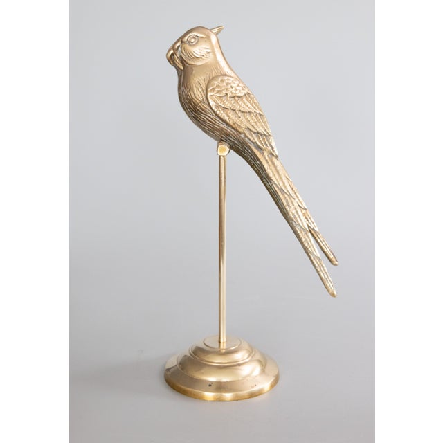 Mid 20th Century Mid-Century Brass Parrots Lovebirds Perched on a Stand For Sale - Image 5 of 10