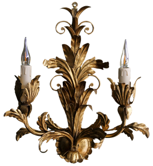 Hollywood Regency Gilt Metal Two-Light Sconce, 1970s