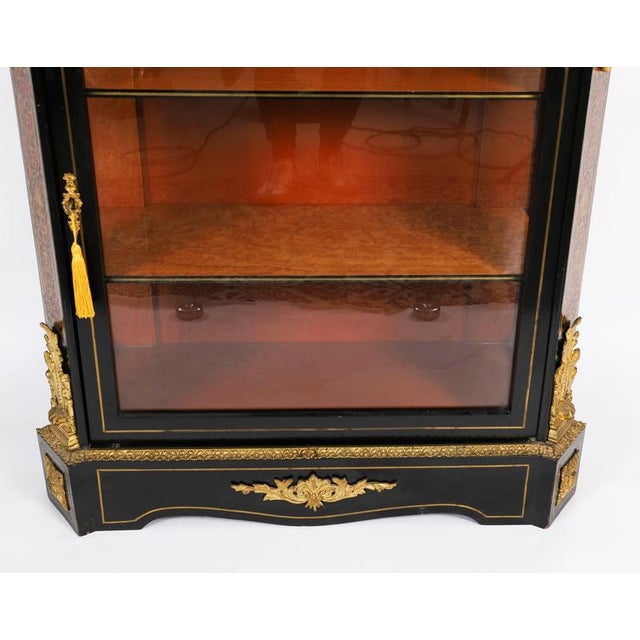 Antique French Napoleon III Ebonized Boulle Pier Cabinet, 1860s For Sale - Image 12 of 18
