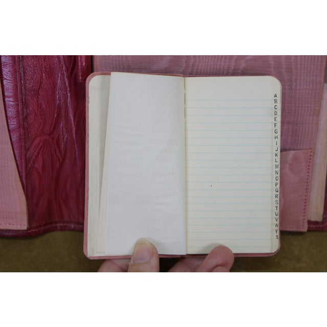 Vintage Red Leather Textured Journal Planner With Lock & Key Diary Portfolio For Sale - Image 13 of 16