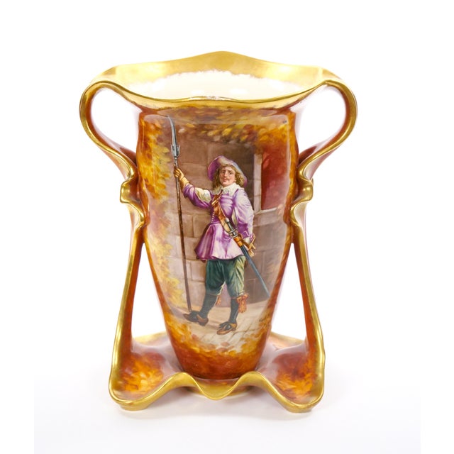 Antique Royal Bonn German Porcelain Hand-Painted & Gilt Figural Decorative Vases For Sale - Image 12 of 12