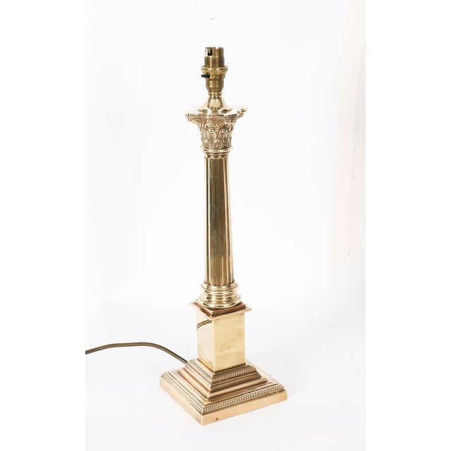 Gold Vintage Bronze Corinthian Column Table Lamps, Set of 2 For Sale - Image 8 of 15
