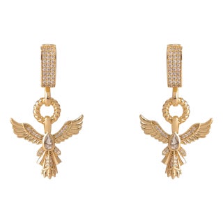 Golden Phoenix Drop Earrings, A Pair For Sale