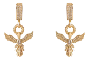 Golden Phoenix Drop Earrings, A Pair