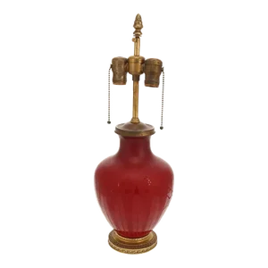 Antique Art Deco Steuben Red Acid Etched Glass Lamp