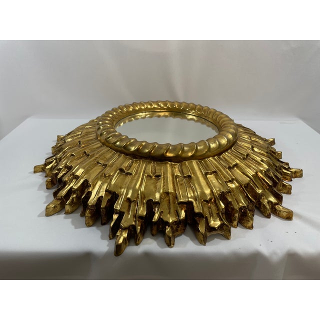 Large Vintage 1960s Florentine Style Sunburst Mirror, Made in Italy For Sale - Image 9 of 18