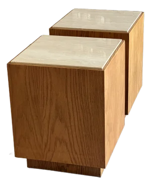 Vintage Wood and Stone Cube Nightstands by John Keal for Brown Saltman