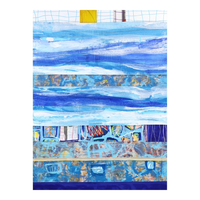 Lighthouse Ocean Creatures - Blue Abstract Urban Pop Stitched Layered Artwork by Tommy Lennartsson For Sale
