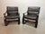 Mid-Century Black Leather Armchairs with Black Lacquered Wooden Frames by Åke Fribytter for Nelo, Sweden, 1970s, Set of 2 For Sale - Image 6 of 13