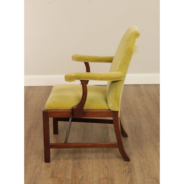 Brown Kittinger Colonial Williamsburg Chippendale Style Mahogany Frame Custom Upholstered Armchair For Sale - Image 8 of 13