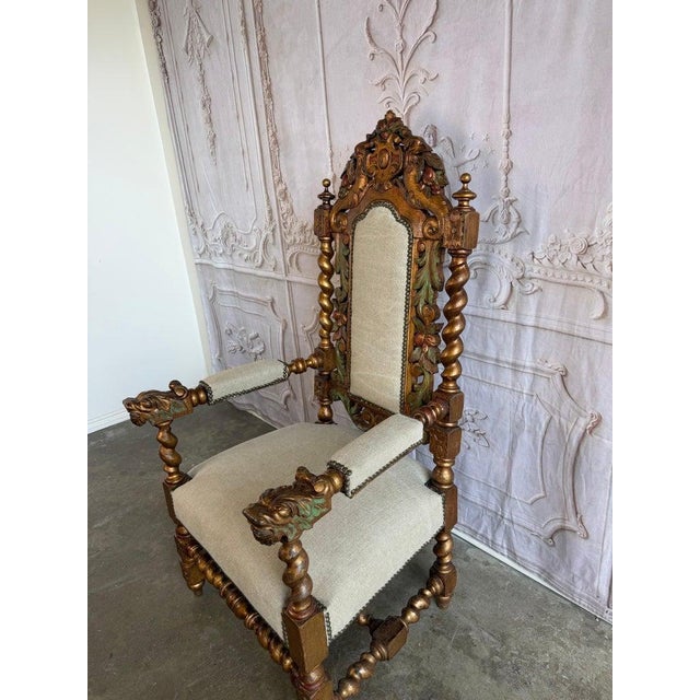 Set of 10 Chairs Italian Renaissance Revival Polychrome Giltwood Dining Chairs For Sale - Image 18 of 18
