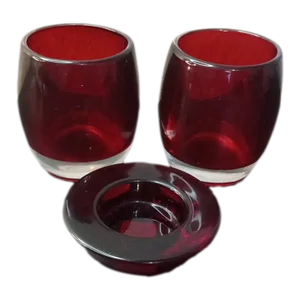 Set of 3 Vintage Crate & Barrel Cranberry Diva Candle Votive Holders