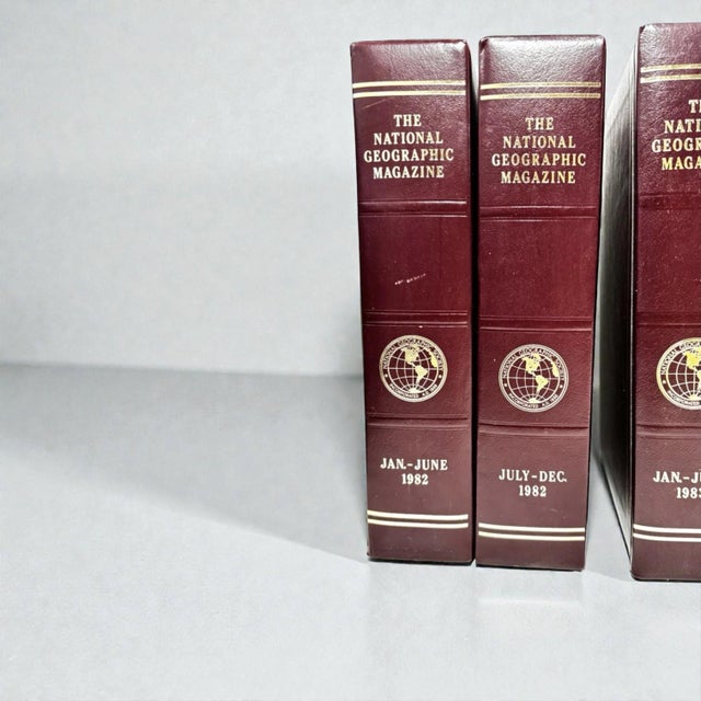 Mid-Century Modern Vintage National Geographic Magazine Collection in Decorative Book-Style Slip Cases, 1982-1985 For Sale - Image 3 of 7