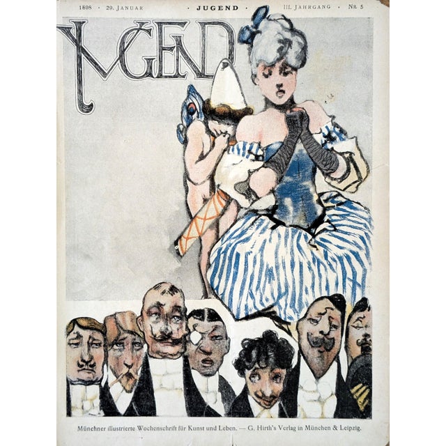 This is an original magazine print from 1898. NOT A REPRINT! Will look fantastic framed! Publication: Jugend Issue: No. 5-...