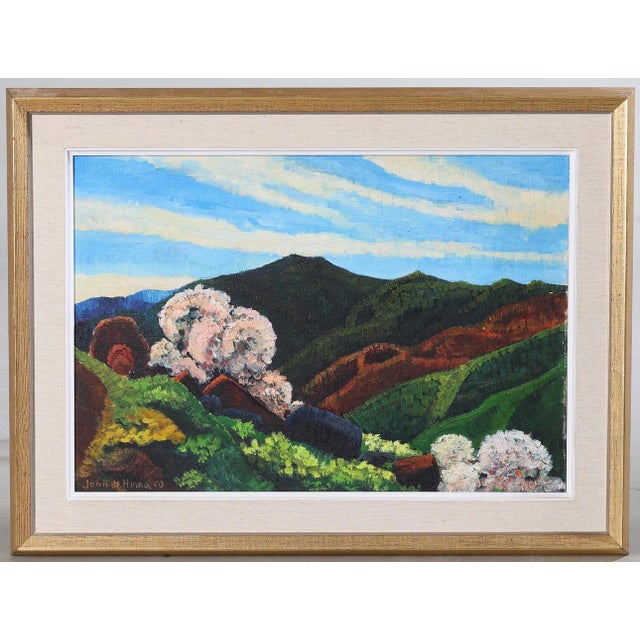 John B. Hinna, Mountain Landscape, 1970, Oil on Panel, Framed For Sale - Image 18 of 18