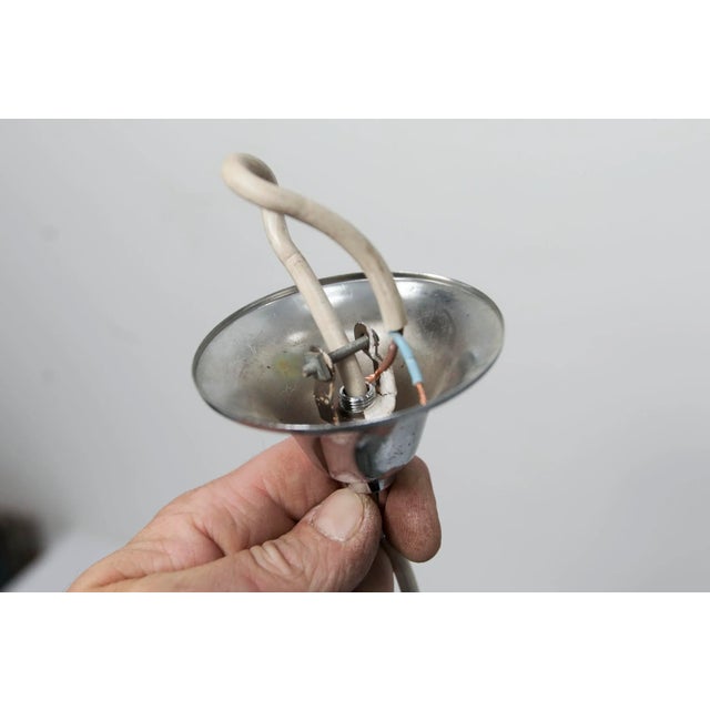 Metal Floral Pendant Lamp in Chromed Metal and Grayed Glass, 1970 For Sale - Image 7 of 14