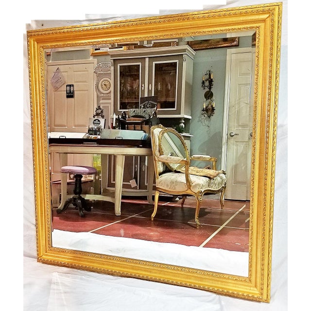 Custom made for a client in the 1980s in Washington, D.C., This large beveled mirror glass was fitted into a custom...