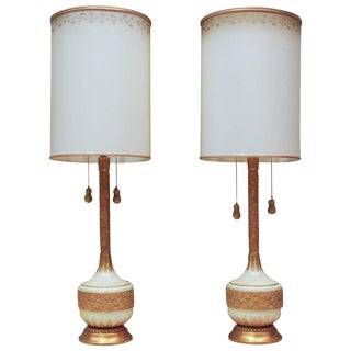 Circa 1950 Hollywood Regency Plaster & Gilt Lamps - A Pair For Sale