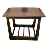 Mid-Century Modern Surfboard Side Table With Slat Shelf, C. 1960s For Sale