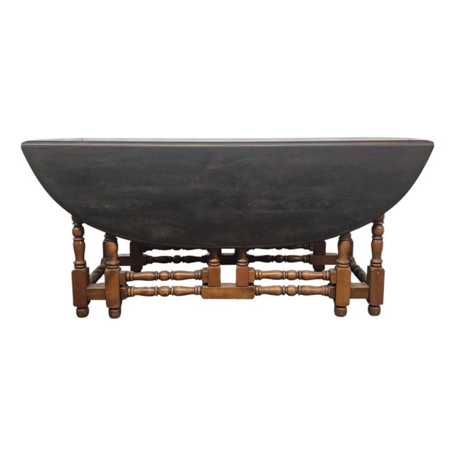Late 20th Century William and Mary Style Jacobean Gateleg Drop-Leaf Dining Table For Sale