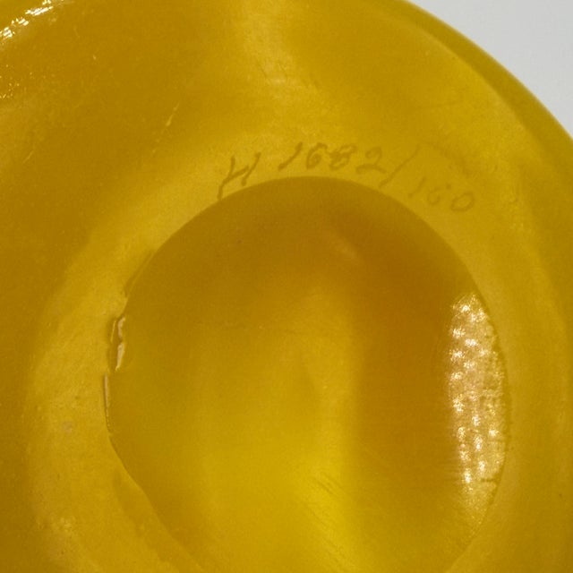 Glass Erik Höglund Scandinavian Polished Yellow Art Glass Bulbous Vase MCM #H1682/160 For Sale - Image 7 of 9