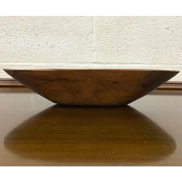Vintage Handmade Artisan Carved Dough Bowl Trencher Bowl For Sale - Image 4 of 10