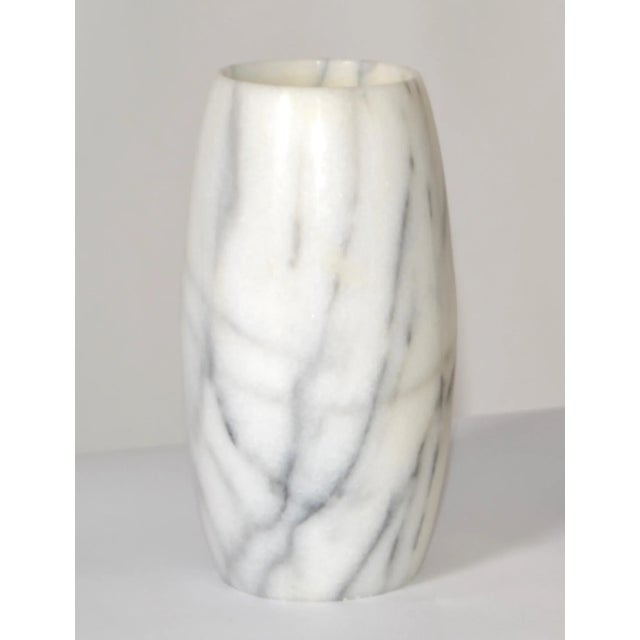20th Century Mid-Century Modern Hand Carved Carrara Marble Vase Vessel Italy For Sale - Image 13 of 13
