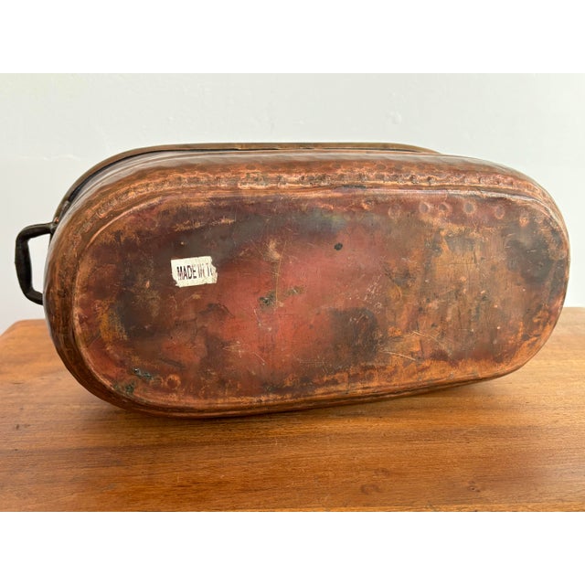 Copper Long Rustic Copper Planter Cachepot With Handles For Sale - Image 8 of 9