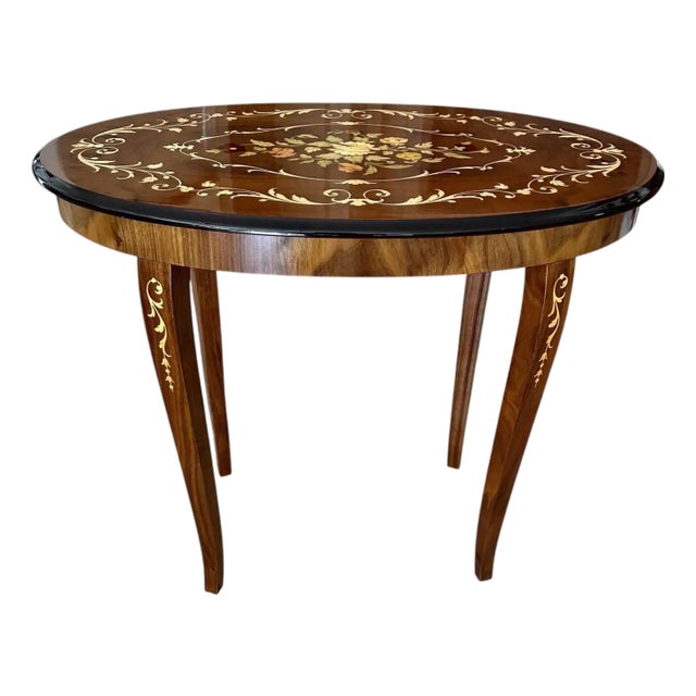 Italian Sorrento Handmade Inlaid Marquetry Side Table For Sale