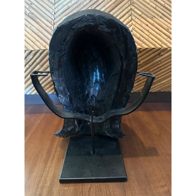 Metal Vintage Art Deco Plaster Studio Piece Face Sculpture on Metal Stand For Sale - Image 7 of 8