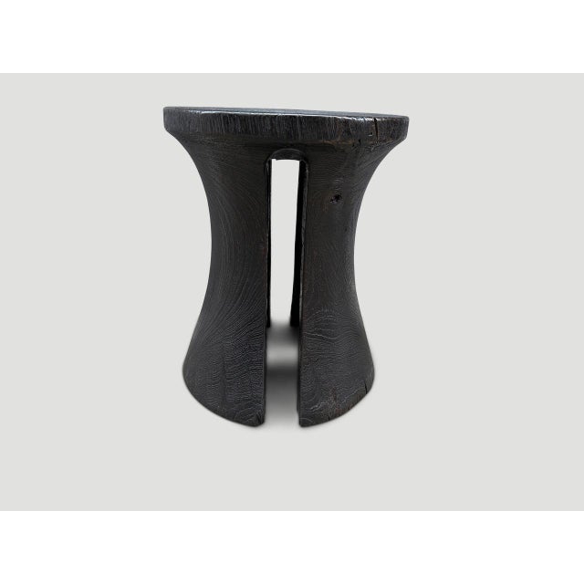 2010s Andrianna Shamaris Sculptural Teak Wood Side Table or Stool For Sale - Image 5 of 5