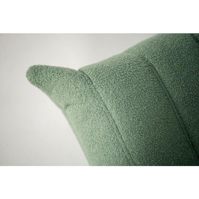 Set of Togo Lounge Chair and Pouf in Mint Bouclet Fabric by Michel Ducaroy for Ligne Roset, 1973 For Sale - Image 17 of 18